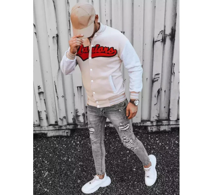 Pánská mikina na zip v barvě ecru FashionStreet BX5432