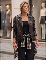 Dámská kostkovaná košile s bavlnou, béžová, FashionStreet DY0496 Dámská kostkovaná košile s bavlnou, béžová, FashionStreet DY0496