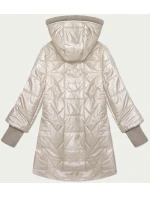 Světle béžová prošívaná bunda s ozdobnými stahovacími lemy model 21335575 - S'WEST Světle béžová prošívaná bunda s ozdobnými stahovacími lemy model 21335575 - S'WEST