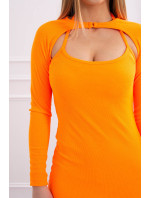 Pruhované vypasované šaty oranžové neonové