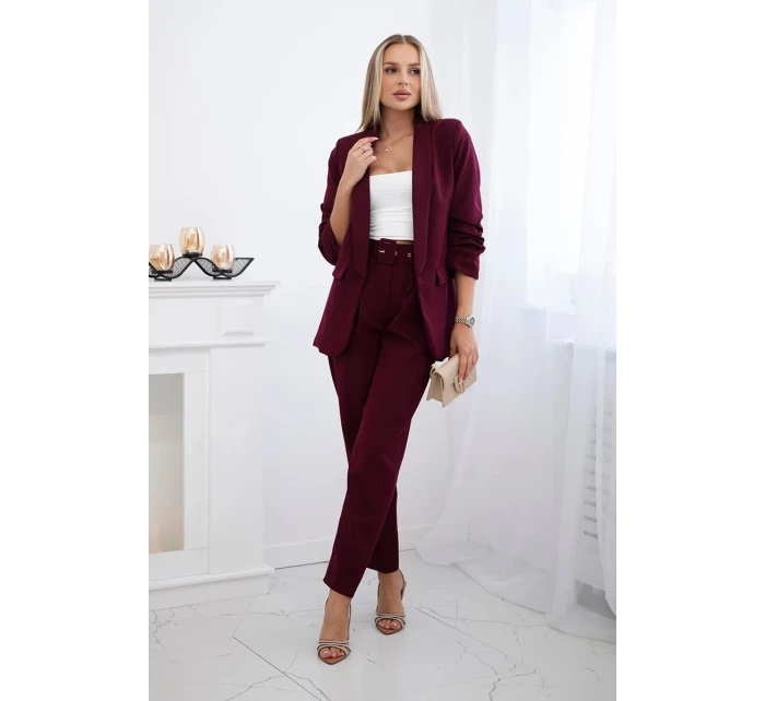 Elegantní souprava saka a kalhot Burgundsko Elegantní souprava saka a kalhot Burgundsko