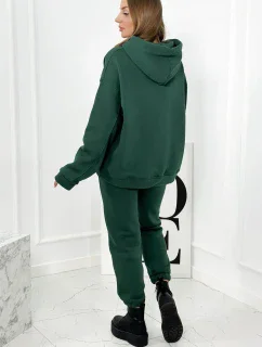 Izolovaná bavlněná souprava, mikina s vyšívacími + kalhotami zelený