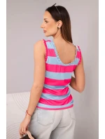 Dámská viskózová model 21961382 blůza v barevných pruzích fuchsie + modrá - K-Fashion