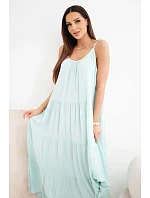 Dámské viskózové šaty na model 22141204 ramínkách mátová - K-Fashion