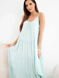 Dámské viskózové šaty na zavazovacích ramínkách mátová