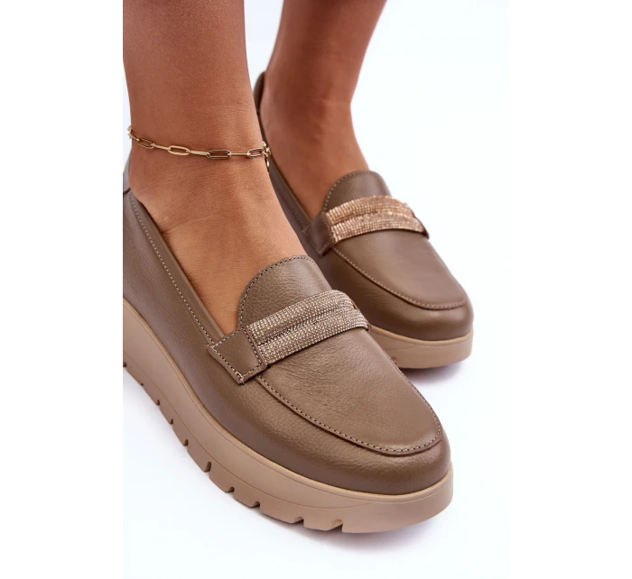 Kožené polobotky na platformě s ozdobou model 21634887 - Boto