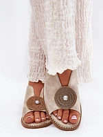 Lesklé Dámské Sandály S Dekorativním Detalem S.Barski KV51-012 Zlaté