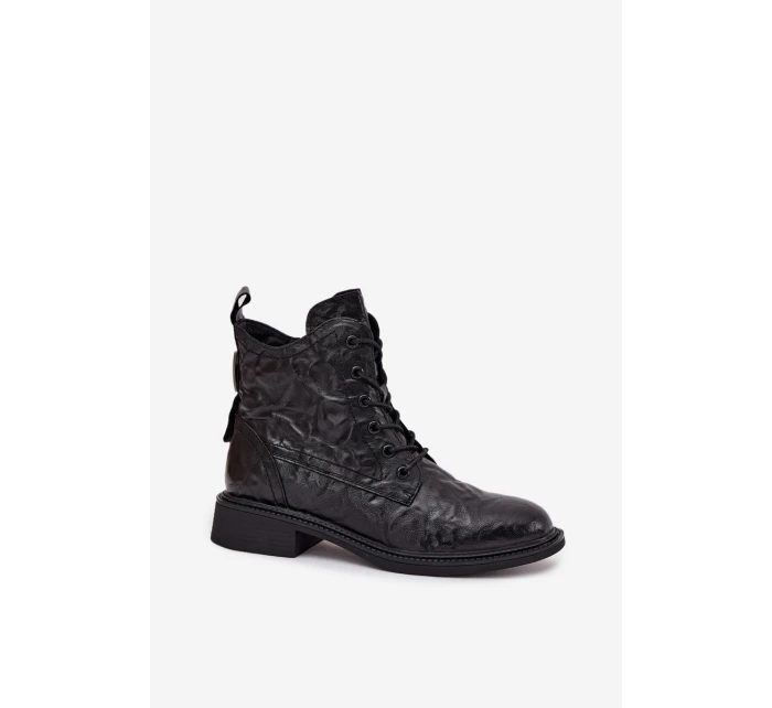 Dámské kozačky z přírodní kůže zateplené model 21712459 černé - Artiker