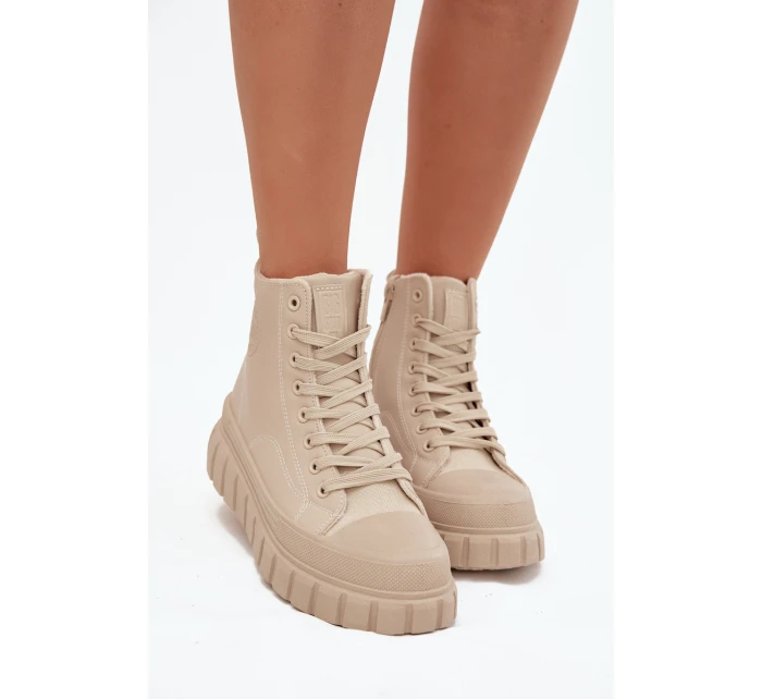 Dámské zateplené tenisky na platformě z ECO kůže Big Star – béžové