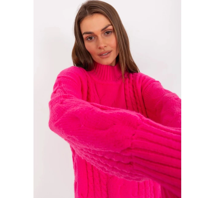 Dámské svetrové šaty AT SW  Fluo růžová  model 21949107 - FPrice