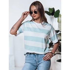 Dámské pruhované tričko ALMIN tyrkysová FashionStreet RY2562