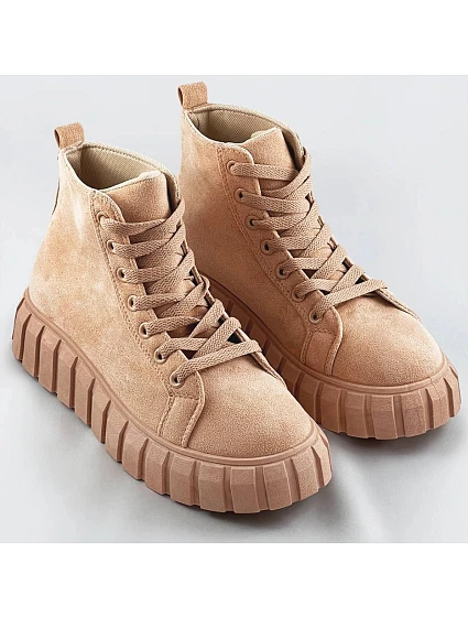 Světle béžové šněrovací boty z imitace semiše model 17153531 - VIA GIULIA