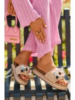 Dámské sandály na platformě s ozdobami S.Barski HY077 béžové