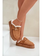Dámské pantofle na silné podrážce s kožešinou a sponou Camel Linneola Dámské pantofle na silné podrážce s kožešinou a sponou Camel Linneola
