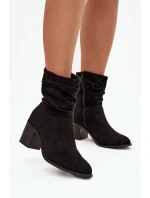 Dámské kotníkové boty s mašlí na podpatku model 21713495 černé - S.Barski