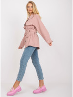 Prachově růžový dámský kabát s podšívkou
