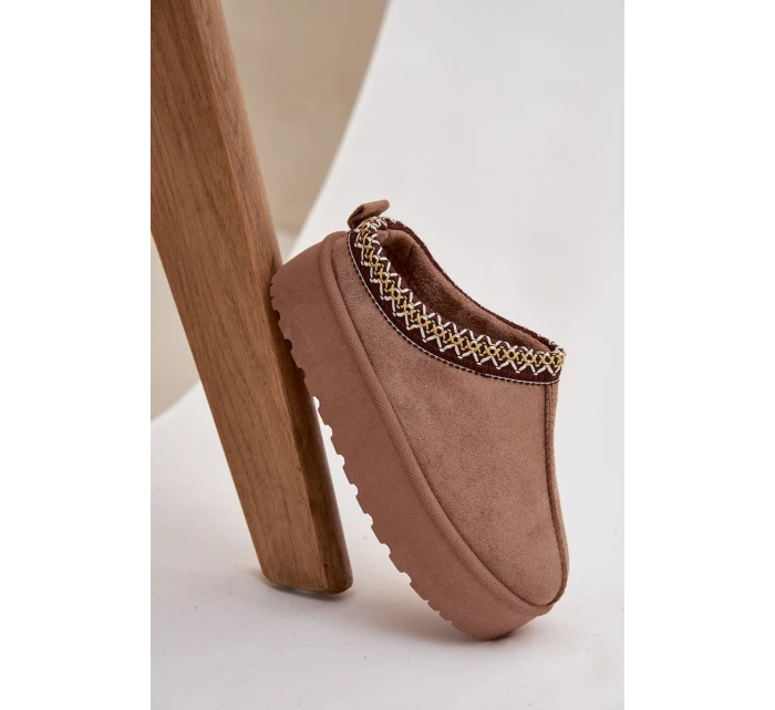 Dětské/módní sněhule s výšivkou na platformě Jolisse – khaki Dětské/módní sněhule s výšivkou na platformě Jolisse – khaki