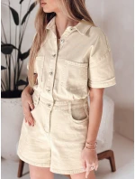 URBANSET béžový FashionStreet krátký džínový overal EY2590