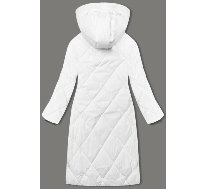 Bílá dlouhá dámská zimní bunda (5M3168-281)