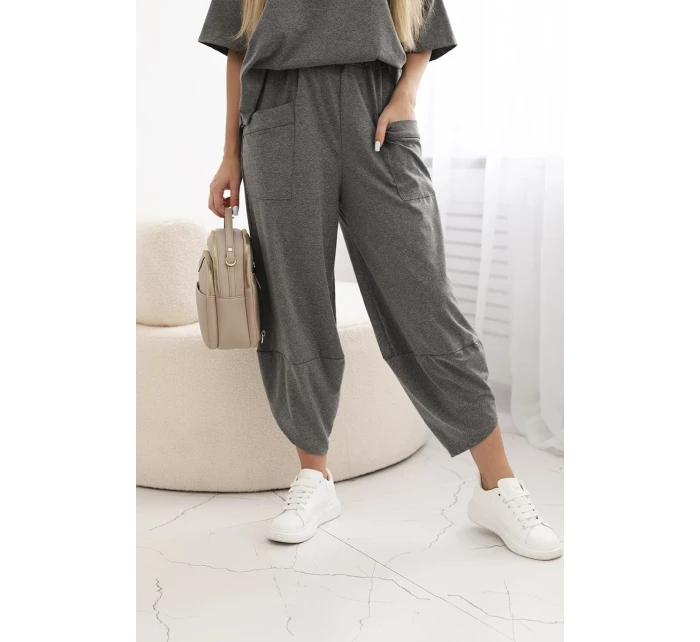 Bavlněný komplet halenka + kalhoty Grafit Bavlněný komplet halenka + kalhoty Grafit