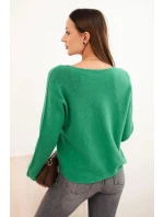 Svetr dámský z viskózy s výstřihem do V zelený
