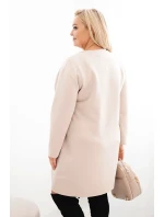 Dámské šaty Plus Size model 21486222 s kapsou a rukávem 3/4 béžový - K-Fashion