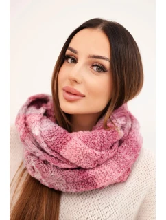 Komin dámský vlněný melírovaný měkký šátek na zimu KN20 tmavě růžový