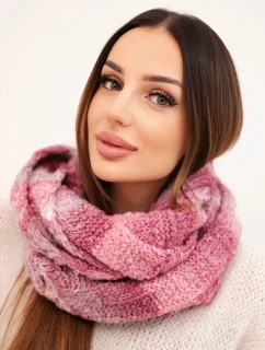 Komin dámský vlněný melírovaný měkký šátek na zimu KN20 tmavě růžový