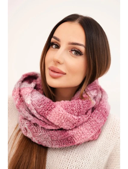 Komin dámský vlněný melírovaný měkký šátek na zimu KN20 tmavě růžový Komin dámský vlněný melírovaný měkký šátek na zimu KN20 tmavě růžový