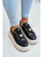 Kožené Dámské Sneakersy Na Platformě S  Černé model 21675586 - VINCEZA