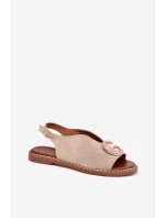 Ploché sandály s ozdobou béžové model 21685714 - Boto Ploché sandály s ozdobou béžové model 21685714 - Boto