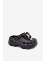 Dětské Sandály Dívčí Pěnové S Mašlí A Dekoracemi Černé Selvana Dětské Sandály Dívčí Pěnové S Mašlí A Dekoracemi Černé Selvana