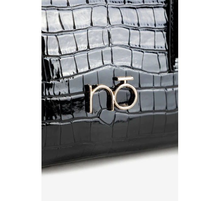 Lakovaná kabelka kufřík s rytím NOBO BAG5810-M20 Černá