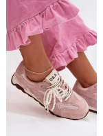 Kožené semišové dámské tenisky model 22031946 Růžové - D&A