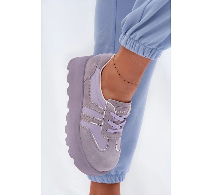 Semišové tenisky na platformě model 22095146 fialové - Goe