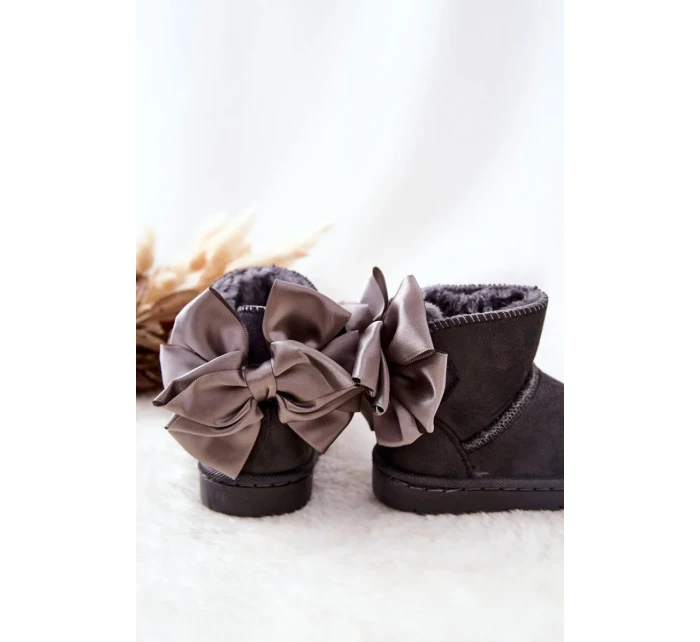 Dětské Teplé Sněhule S mašlí Šedé Snowis