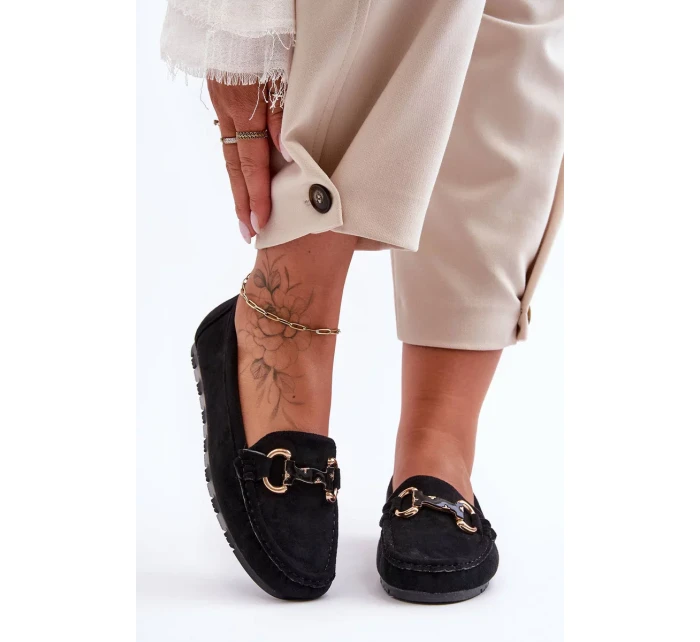 Kožené Dámské Mokasíny S Ozdobou Černé Dionira Kožené Dámské Mokasíny S Ozdobou Černé Dionira
