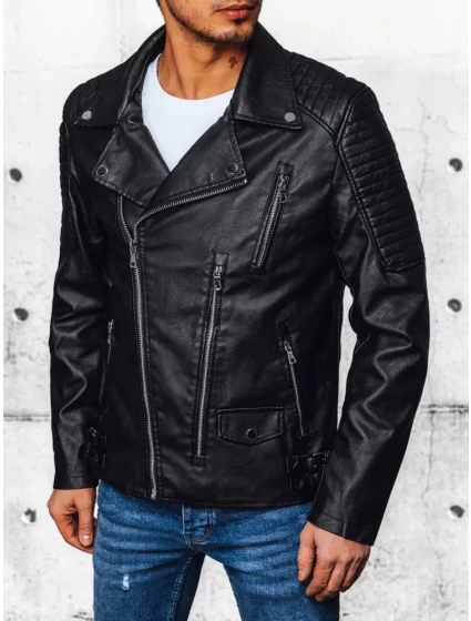 Pánská kožená bunda černá Dstreet TX4384