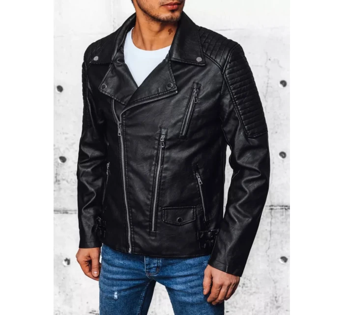 Pánská kožená bunda černá Dstreet TX4384