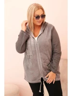 Dámská mikina Plus Size s kapucí a potiskem model 21273644 grafitová - K-Fashion