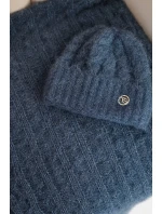 Dámská souprava čepice a šály s žebrovaným vzorem s ozdobou model 21463123 - K-Fashion