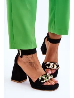 Dámské semišové sandály s podpatky Lewski boty Černá model 21616060 - Boto Dámské semišové sandály s podpatky Lewski boty Černá model 21616060 - Boto