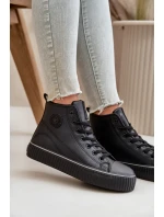 Dámské Zateplené Tenisky Z Eko Kůže Big Star OO274790 Černé Dámské Zateplené Tenisky Z Eko Kůže Big Star OO274790 Černé