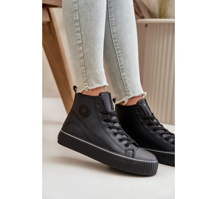 Dámské Zateplené Tenisky Z Eko Kůže Big Star OO274790 Černé Dámské Zateplené Tenisky Z Eko Kůže Big Star OO274790 Černé