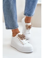 Dámské Tenisky Na Platformě S Motýlem Bílá-Zlatá Naritevia