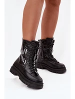 Dámské šněrovací sněhule model 21714629 Černé - VINCEZA