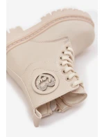 Dívčí kotníkové boty s s kožešinou LOVE béžové model 21724989 - Boto