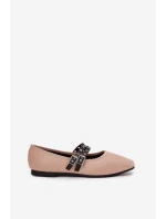 Dámské baleríny s pásky béžové model 21744611 - Boto