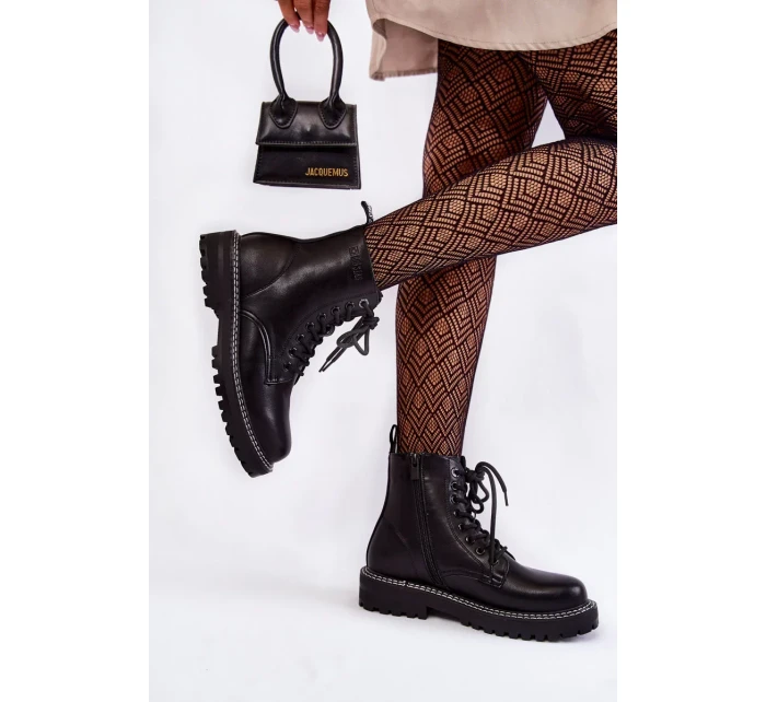 Dámské kozačky na platformě Big Star KK274538 Černé