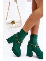 Dámské kotníkové boty s řetízkem, zelené Tiselo